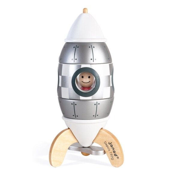 Janod Wooden Silver Magnetic Rocket Kit New in Box For Age 2+ - Picture 4 of 15